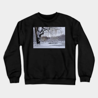 Tree Covered in Snow Boston MA Boston Public Garden Crewneck Sweatshirt